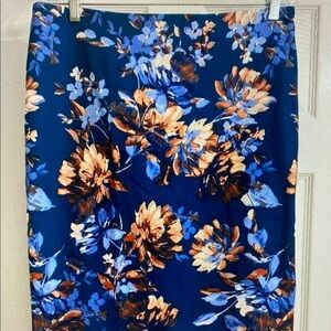 Talbots Women's Teal Blue with Flower Print Skirt, Size 12, NWT